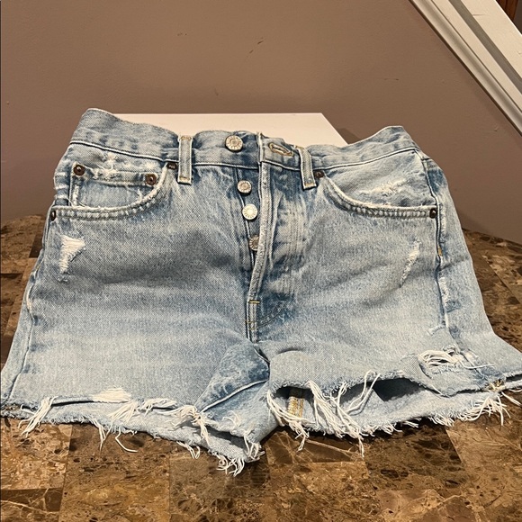 AGOLDE Parker Long Distressed Jean Shorts Size 23